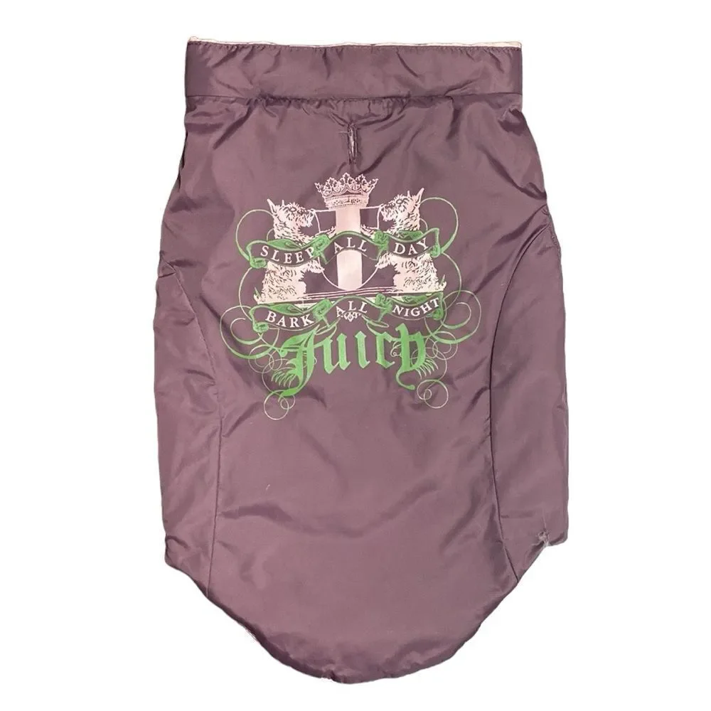 JUICY COUTURE Vintage Down Filled Dog Vest Reversible with Hood